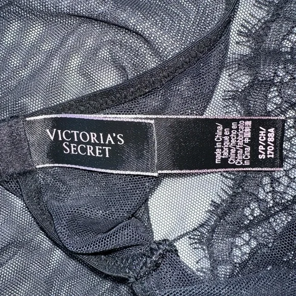 VICTORIA'S SECRET SEXY BLACK LACE MESH SLIP-ON BODYSUIT  ONE-PIECE LINGERIE S - Picture 14 of 16
